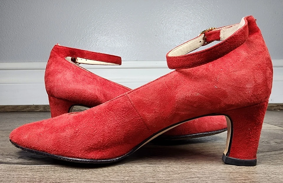 Bally женщин насос каблуки, красный, замша, лодыжки ремень, подкладка, размер: 7 M - Изображение 4 из 4