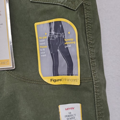 LEVI'S PANTS WOMEN'S GREEN SIZE 10 MISSES PERFECT WAIST STRETCH CROP CAPRI NEW - Picture 8 of 11