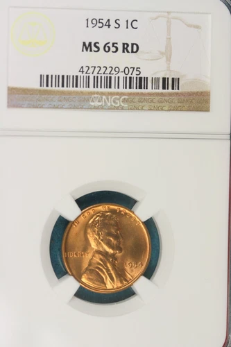 1954 S NGC MS66 RED LINCOLN WHEAT CENT!!! #E1575