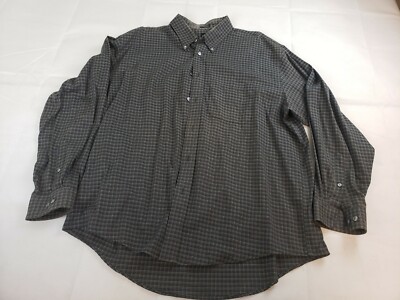 Arrow Men's sz XL Cotton Blend Plaid Long Sleeve Black Button-Down Shirt B3-164