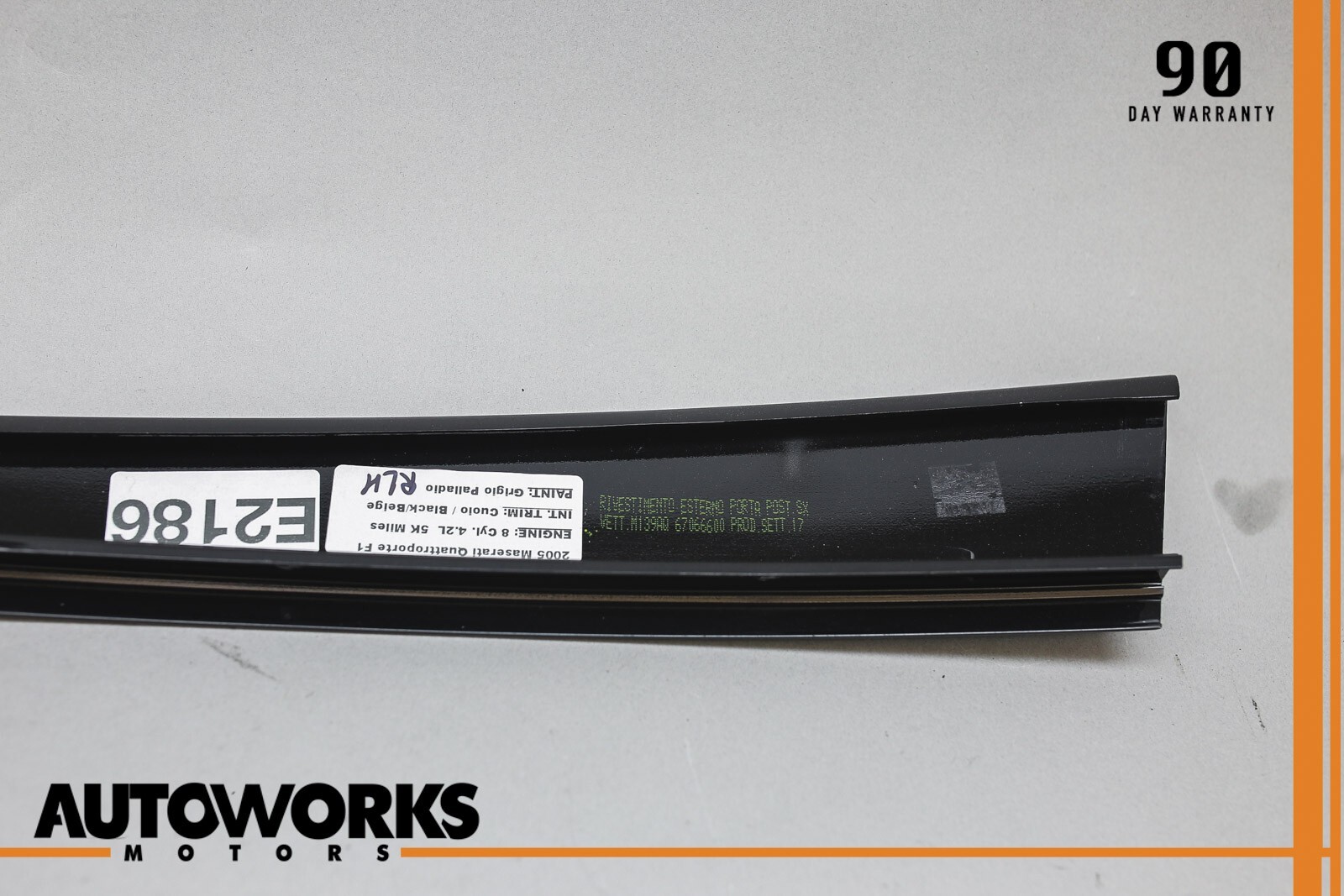 03-13 Maserati Quattroporte M139 Rear Left Exterior B-Pillar Moulding Trim OEM