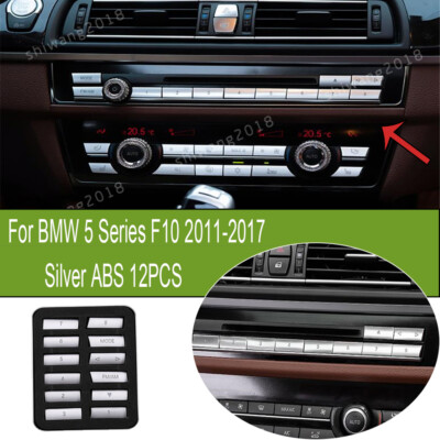12*Silver Central ABS CD Button Panel Decor Trim For BMW 5 Series F10 2011-2017
