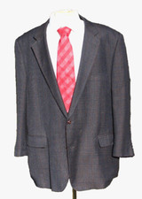 OAK HILL Green Brown Blue Glen Plaid Poly / Rayon Sport Coat Blazer 56R