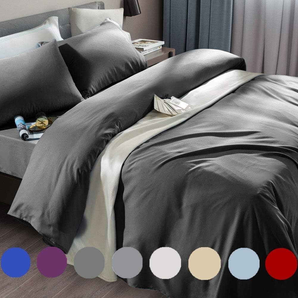 Luxury King Bed Sheet Set - 6-Piece Microfiber, 1800 Thread Count, Dark Grey