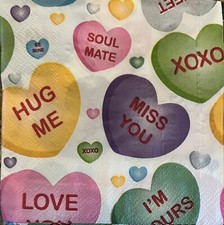 TWO Individual Paper Beverage Decoupage Napkins - VALENTINE HEARTS COLORS- Love