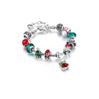18K White Gold Plated Christmas Crystal CZ Charm Bracelet - Swarovski Elements 