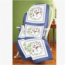 Hummingbird Haven Cross Stitch Quilt Blocks - Set of 6, 18x18 Inch Embroidery Pa