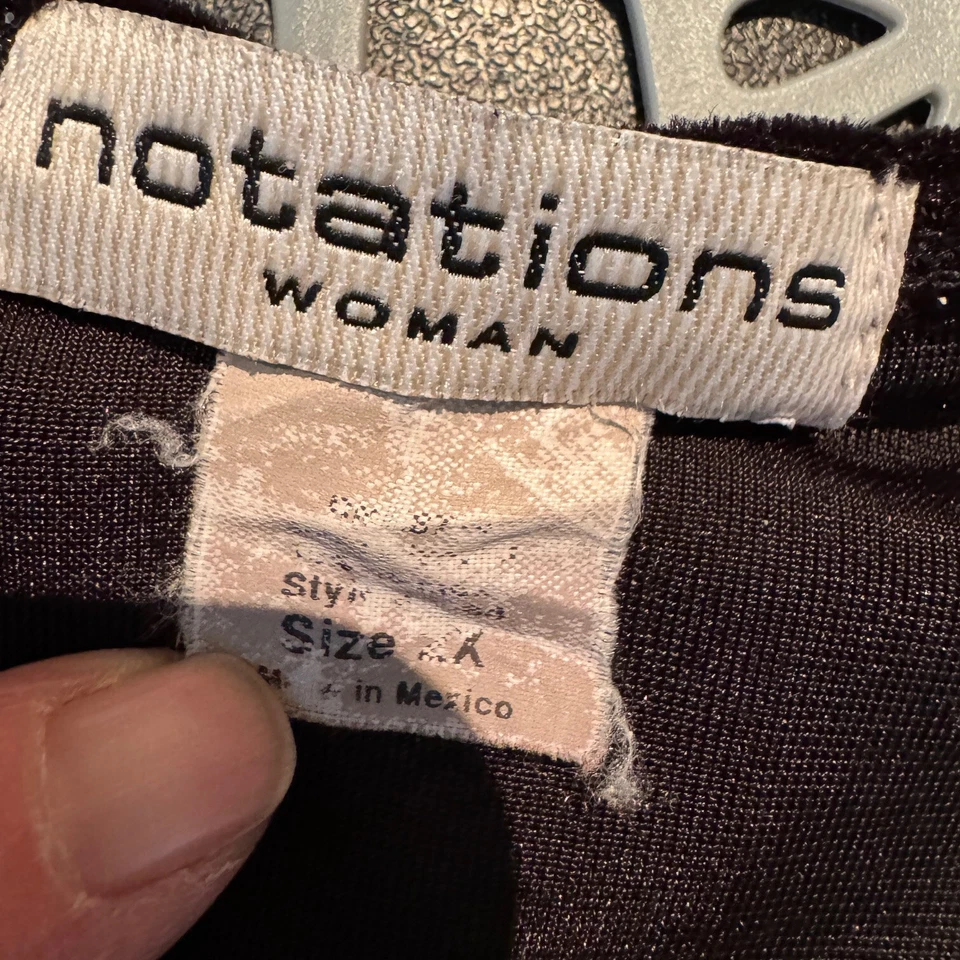 Camisa para mujer Notations terciopelo plateado brillo 2XL negra diseño floral geométrico Foto 4 de 4