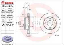 2x BREMBO 09.4914.34 Bremsscheibe für FORD