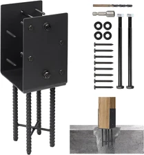 Heavy Duty U-Shape Metal Post Base Holder, 6''X6'' (Internal 5.5"X5.5"), Wet Con