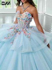 Romantic flower tight corset Quinceanera dress sweet 15 16 dress cocktail party