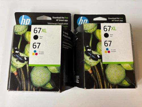 (2) HP 67XL/67 2-Pack Ink Cartridges - Black/Tri-color (3YP30AN)