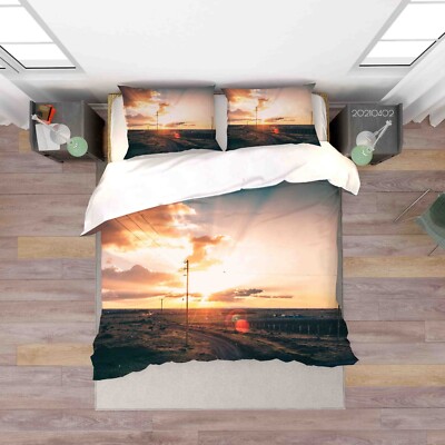 3D Grassland Sky Sunset Landscape Quilt Cover Set Bedding Sets Pillowcases Queen
