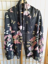 Black & Pink Butterfly Large Rectangular Scarf Shawl