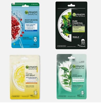Garnier Skin  Tissue Mask Hydrating Active Face Sheet Mask Charcoal Hydra Bomb