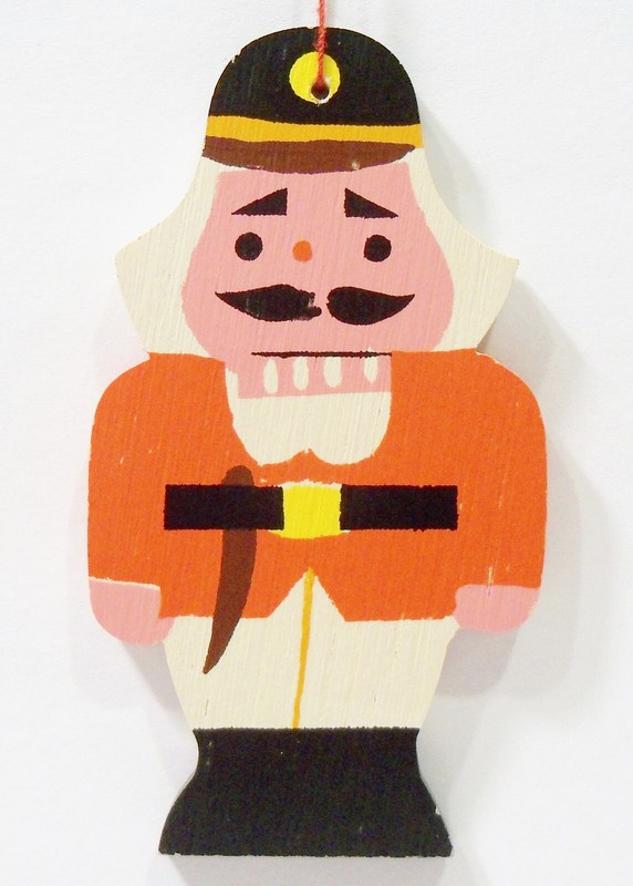 Erzgebirge Germany Soldier Guard Nutcracker Wooden Wood Fretwork Vntg Ornament