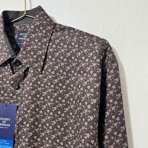Society of Threads Floral Button Shirt Size M Slim Fit Wrinkle Resistant Office - Picture 6 of 9