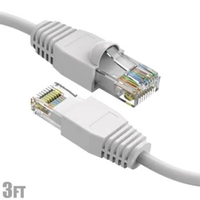 3FT Cat6A RJ45 Network LAN Ethernet Patch Cable UTP Copper Wire Gold 24AWG White