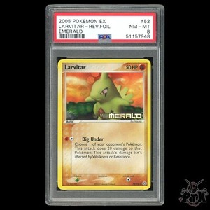 Larvitar Reverse Holo #52/106 PSA 8 EX Emerald Pokemon 2005