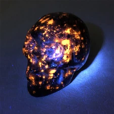 Yooperlite Flame Stone Skull Quartz Crystal Carved Healing Gift 2" Ornament Rock