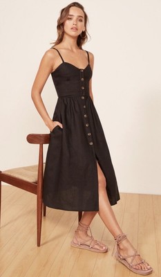 button front dress black