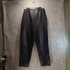 Vakko New York Too Leather 8 Straight Leg Pants 27x25.5 Zip Biker Equestrian Y2K