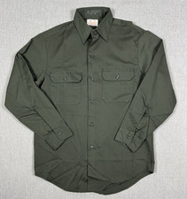 Vtg 70s Sears Perma-Prest Work Shirt Long Sleeve Two Pocket Size 15 S