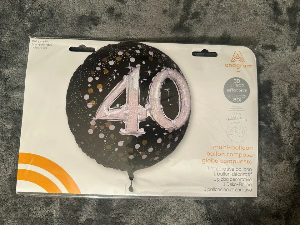 Balões decorativos de aniversário de 40 anos festa de aniversário 3D prata estrelas pretas 3 - Imagem 2 de 4
