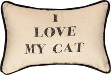 I Love My Cat Decorative Word Pillow, 12.5 x 8.5 in., Natural