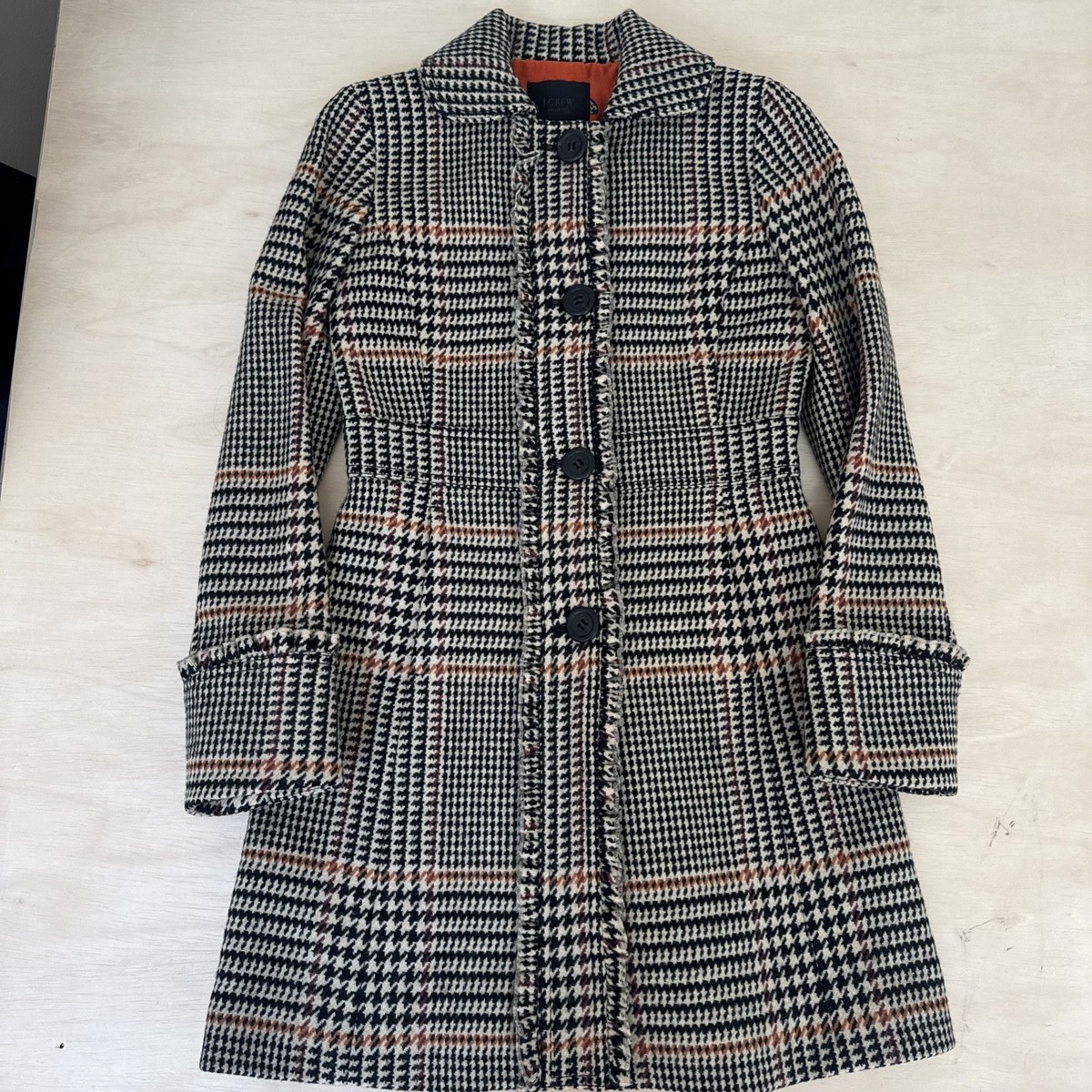 Jcrew check belted Jumbo Wool Tweed Plaid Coat Jacket Womens 0 | eBay