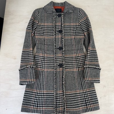 【90’s J.CREW】Wool Plaid Long Jacket Jcrew check belted Jumbo Wool Tweed Plaid Coat Jacket Womens 0 | eBay