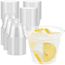 100 Pack 9 oz Clear Plastic Cups, Sturdy  Food Safe Disposable Plastic Cups ...