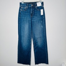 NWT Aeropostale High Rise Wide Leg Jeans Womens 0 Dark Wash Lightweight Luxe Cot