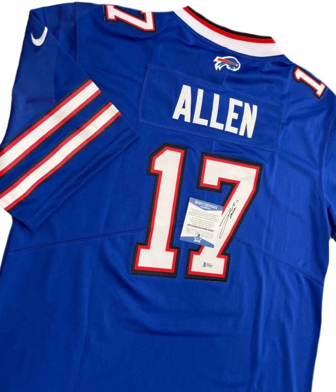 Josh Allen #17 Buffalo Bills Signed Blue Jersey Autograph Beckett COA Witnessed
