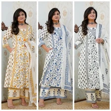 Women’s Printed Kurta Palazzo Dupatta Set | Indian Ethnic Suit 3-Piece Outfit