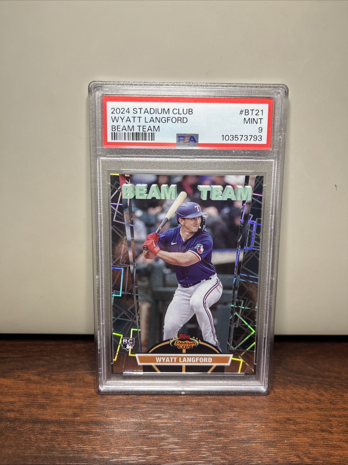 2024 Topps Stadium Club RC Wyatt Langford Beam Team RANGERS PSA 9