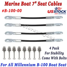 4pack 7" Seat Cables W/ 8 Bolts For Millennium B101-00 Marine Boat For Stability