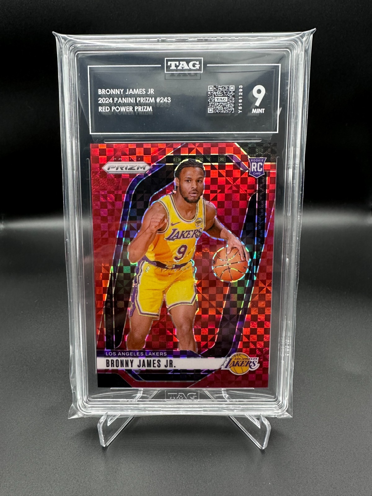 2024-25 Panini Prizm Lakers Bronny James #243 Red Power Prizm /75 Rookie Card