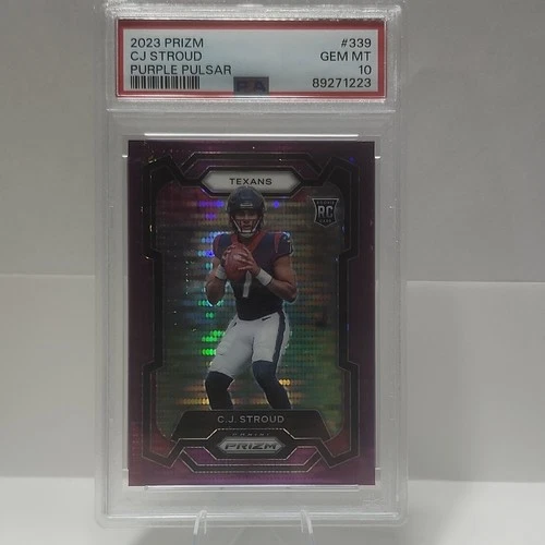 2023 Panini Prizm C.J. Stroud #339 Purple Pulsar Texans Rookie PSA 10