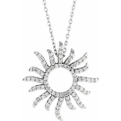 Diamant strahlende Sonne 16'' Halskette in 14K Weißgold (3/8 ct. tw.)