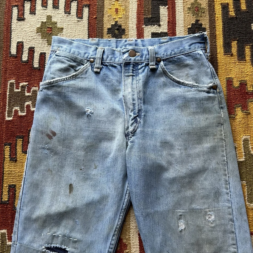 Jeans de mezclilla Wrangler vintage años 60 70 talla 29x30 - reparados Foto 2 de 4