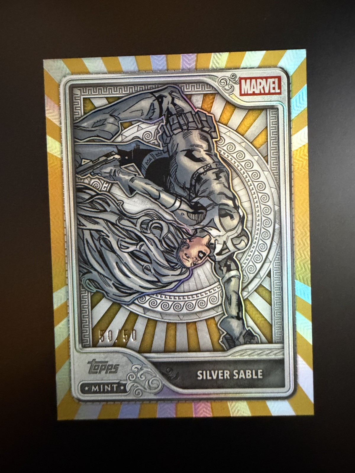 2026 Topps Marvel Mint Silver Sable Silver Gold Foil #64 50/50 Omega Bookend