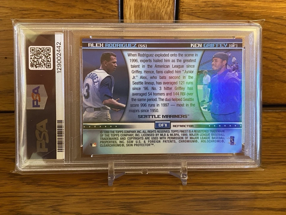 1999 Finest KEN GRIFFEY JR / ALEX RODRIGUEZ Double Feature Refractor PSA Gem 10 - Image 2 of 2