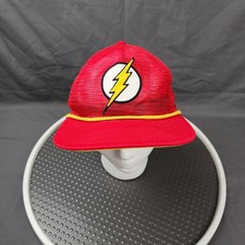 DC Comics The Flash Hat Cap Snap Back Red Yellow Mesh Trucker Mens One Size