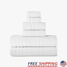 6-Piece Cotton Bath Towel Set Soft Absorbent Eco-Friendly Durable Towels New