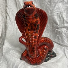 Rare Anita Harris Hand Painted King Cobra Ceramic Figurine Oranges Reds Signed