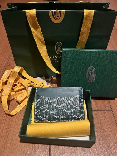 Goyard Saint Sulpice Card Holder Wallet Green Leather Canvas