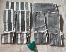 11 Piece Towel Set Grey White Striped Plush Bath Towels Hand Towels Washcloths..