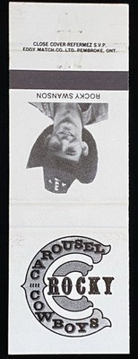 ROCKY Swanson Carousel Cowboys Vintage Matchbook COVER B-4776