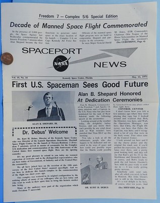NASA Newsletter SPACEPORT NEWS '71 vtg Mercury 3 Alan SHEPHARD Honored